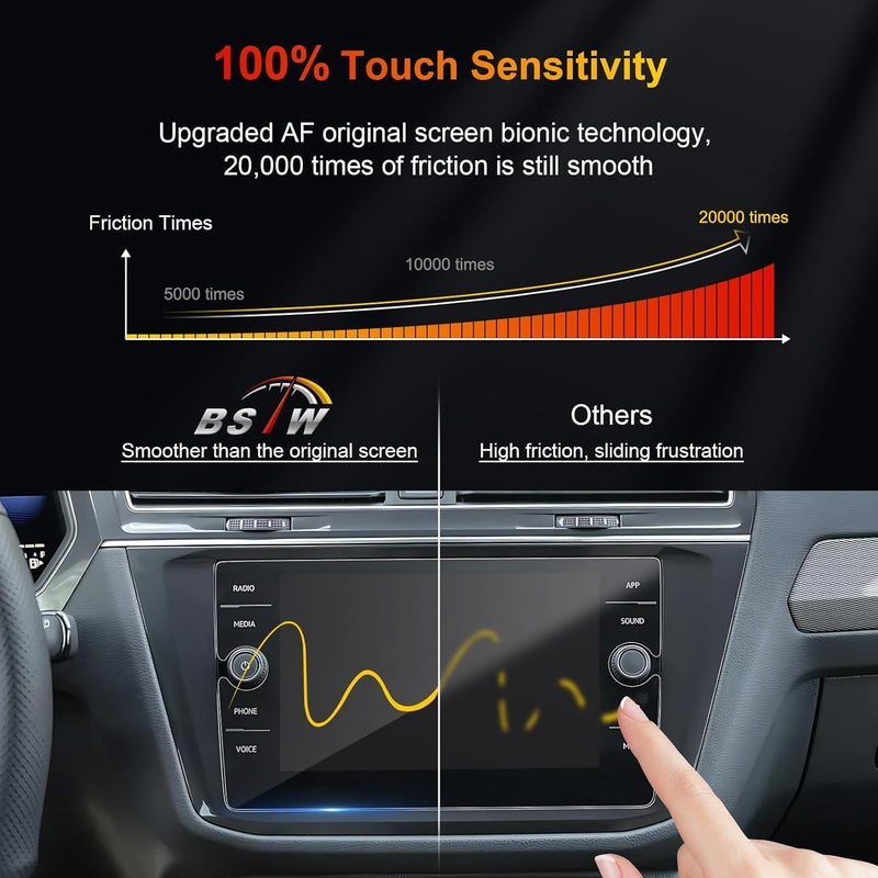 BSTW for 2024 Volkswagen Tiguan Screen Protector for 2018-2023 2024 VW Tiguan/Atlas/Taos 8" Touchscreen for 2024 VW Tiguan Accessories Anti-Scratch Tempered Glass Protective Film - Image 4